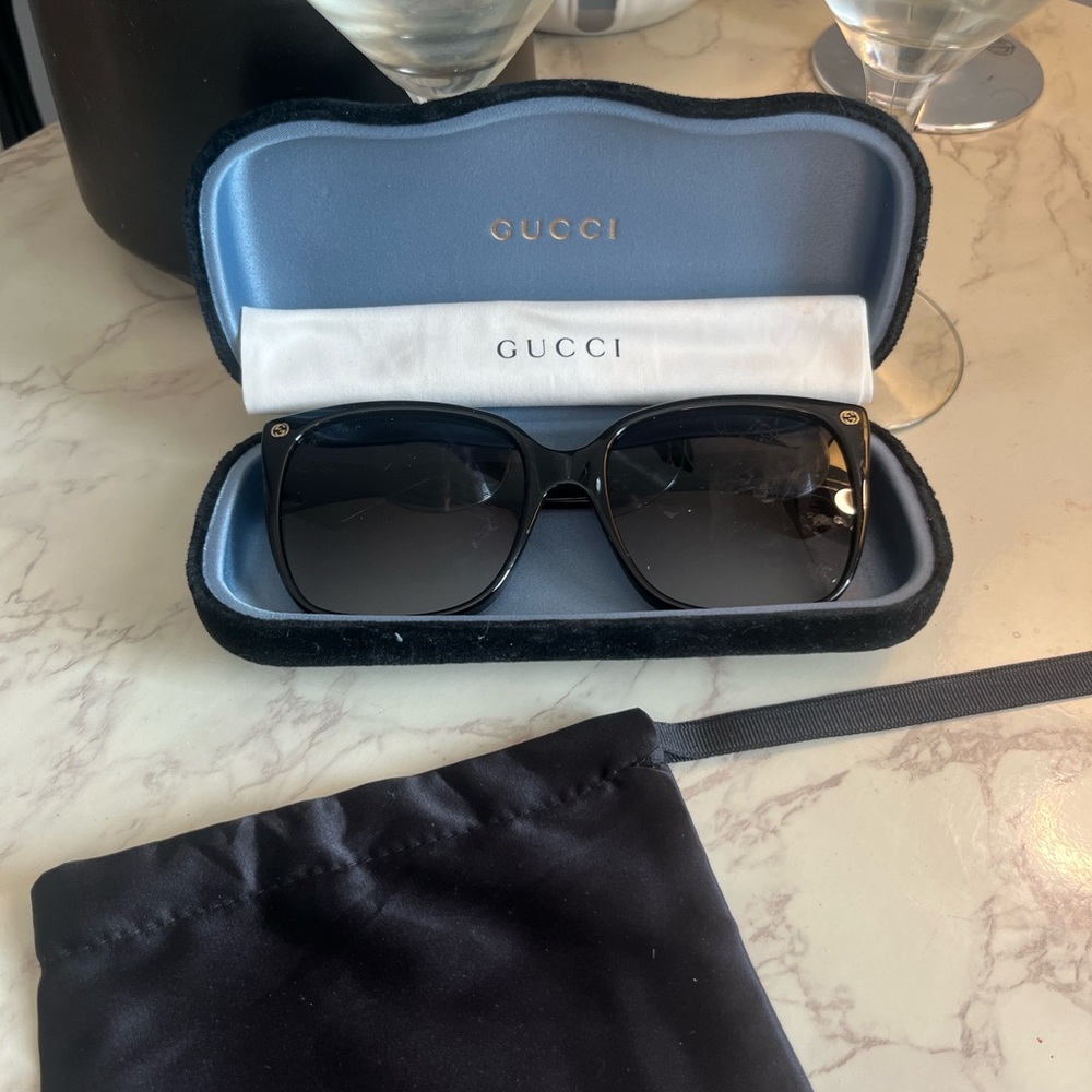 Gucci Black Sunglasses with Case, Nap, & Pouch